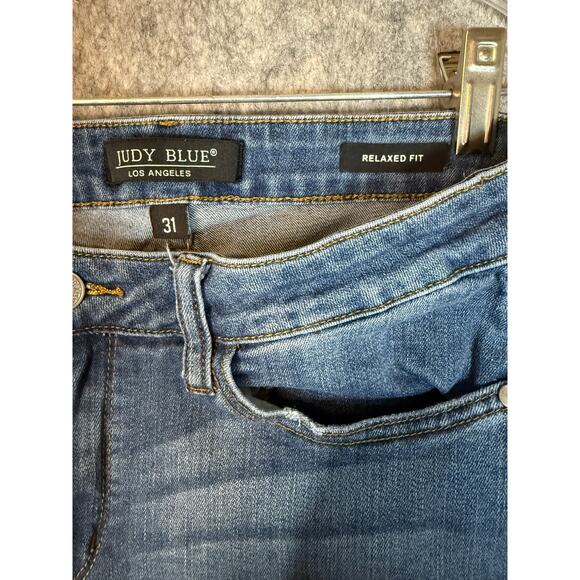 Judy Blue Mid Rise Relaxed Fit Size 31 Stretchy Blue Jeans JB82103 - Picture 5 of 10